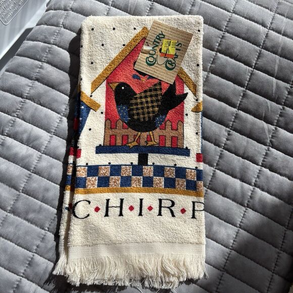 Vintage Kitchen Dish Towels Lot of 2 New NWT Primitive Bird Chirp Farmhouse T5 - Picture 2 of 6